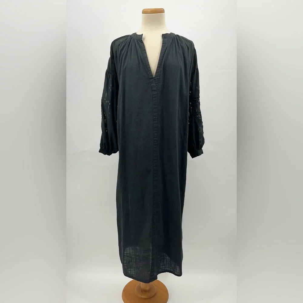 V. DE Vinster M Balloon Dress Black Eyelet maxi 0236 long Sleeve Cotton medium